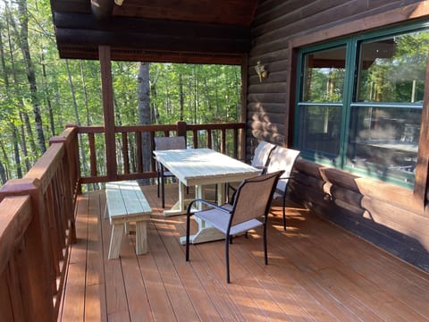 Deck and seating area overlooking Perch lake
