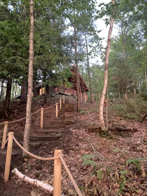 House is nestled back up in the woods