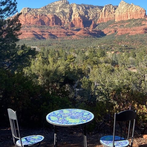 PATIO VIEW LOOKING OUT FROM LIVING ROOM WILSON MOUNTAIN & RED ROCK VIEWS.