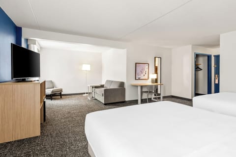 Room, 2 Queen Beds, Accessible, Bathtub (Mobility) | Living area | TV