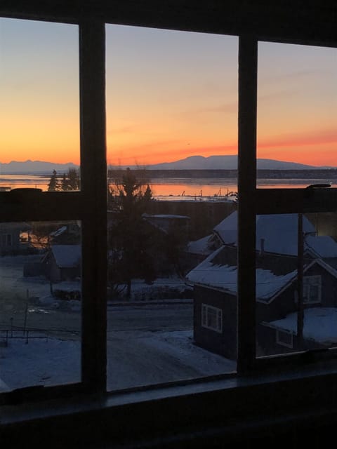 View of Mt,  Susitna (Sleeping g Lady) from the bedroom 
