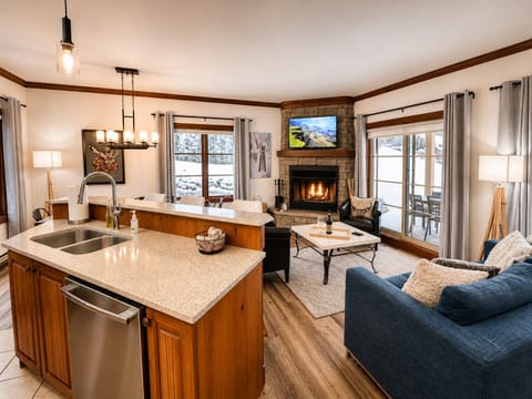 Living Room with wood fireplace