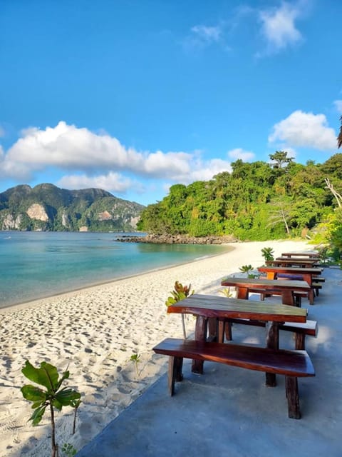 On the beach, white sand