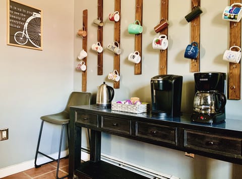 Rise and shine w/ our coffee station! Light K-Cups, tea, sugar, creamer supplied