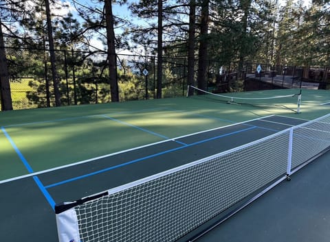 Tennis/pickle ball courts! We provide racquets and balls for you.
