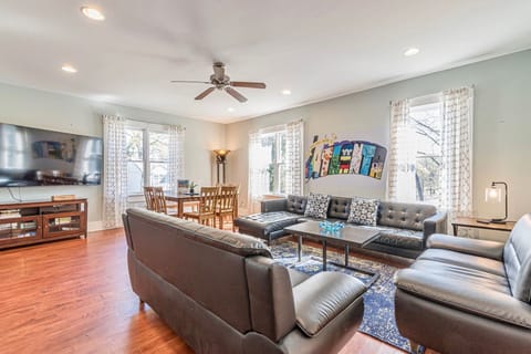 Watch the game or project up slides on the massive living room TV