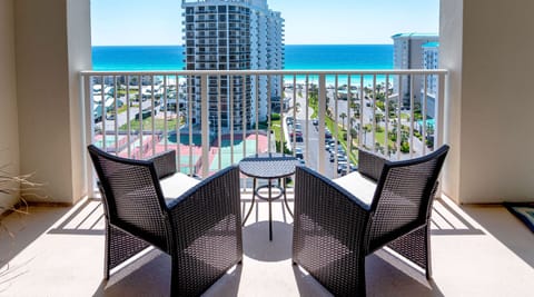 Gorgeous balcony view of the white sandy beaches along the Gulf of Mexico