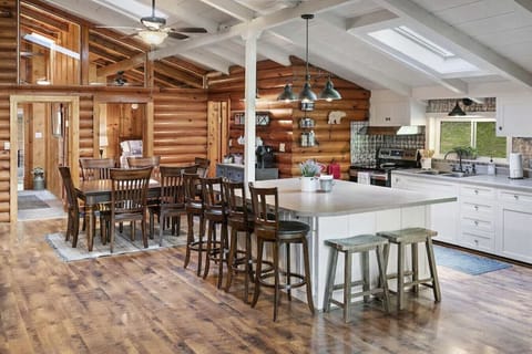 Skylights invite the natural light to add to the open charm and warmth