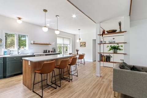 Open floor plan kitchen, kitchenette, living room