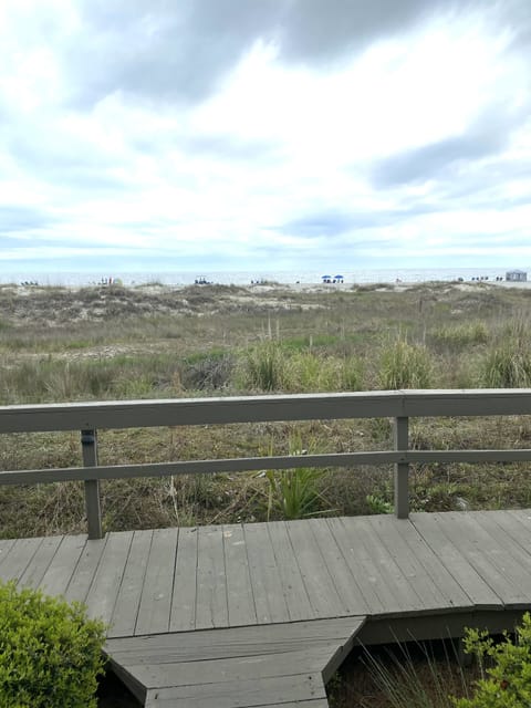 walking off the oceanfront back porch