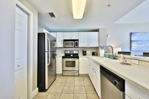 Fully stocked kitchen.