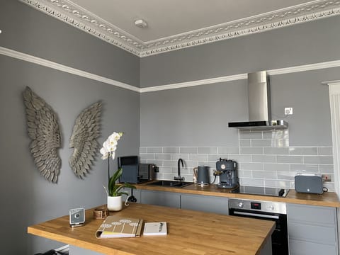Living room with open plan kitchen