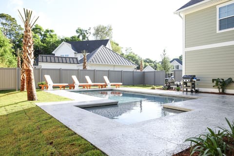 Fenced yard for kids to play.