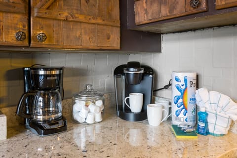 Keurig & drip coffee makers with starter supplies to welcome you!