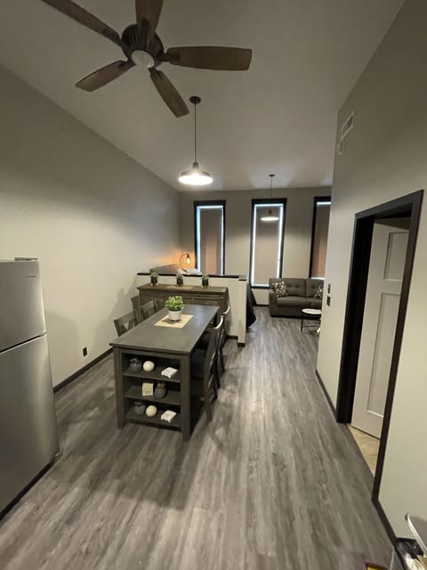 High ceilings with open concept floor plan.  