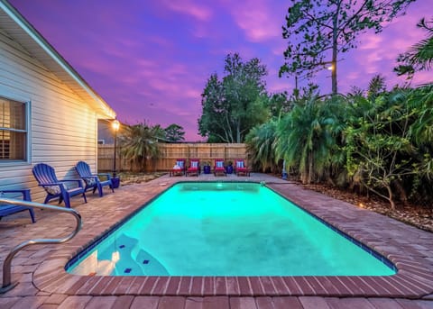 Private backyard with heated pool