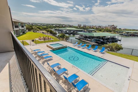 Beautiful view of pool and amenities from private balcony