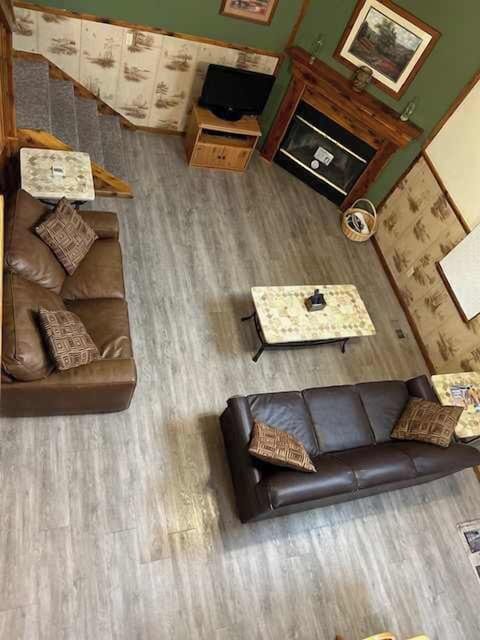 View of living room from loft