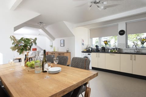 Contemporary kitchen with washing machine and dishwasher - Bridge Apartment