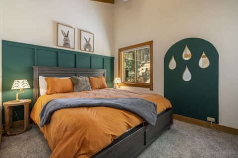 Primary bedroom with king size comforts - upstairs