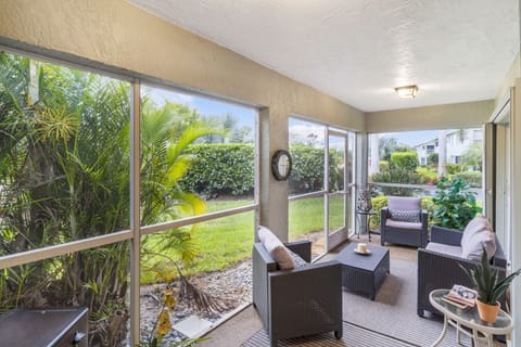 Lanai has new white tile flooring 
