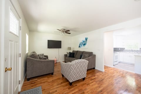 Living room with 50 inch Roku tv