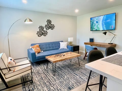 Fully outfitted for extended stays with fast WiFi, and a comfortable work desk.