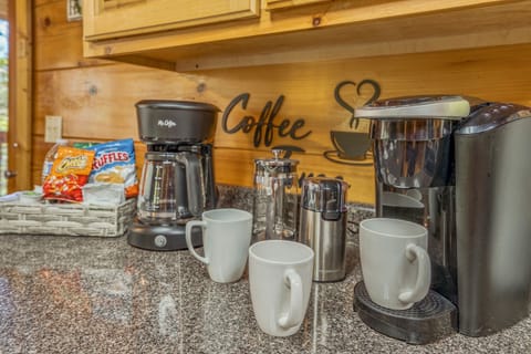 Every great cabin morning starts with a fresh cup of coffee right here. 
