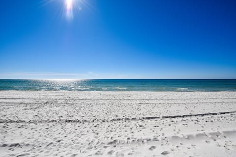 On the beach, white sand
