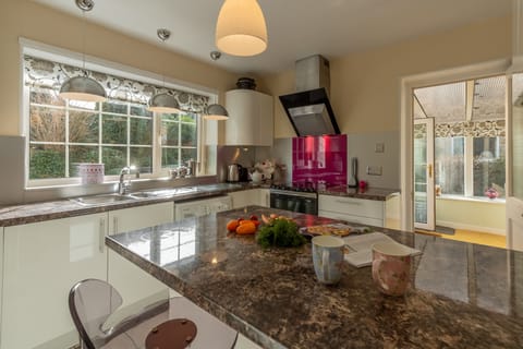 Ground floor: Kitchen island unit with seating for two guests