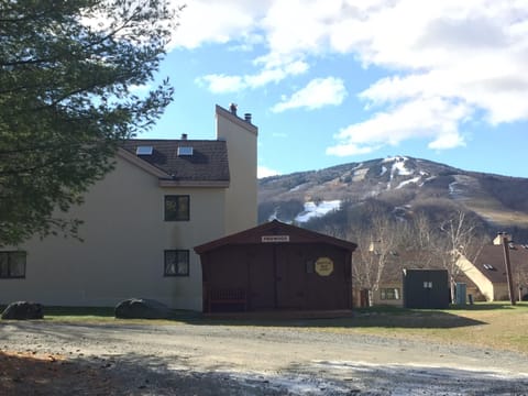 In front of Mount Snow! (fire shed/ Moover Shuttle stop pictured)
