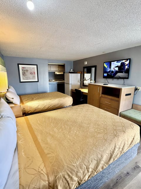 Standard Double Room, 2 Double Beds, Non Smoking | Private kitchenette | Fridge, microwave