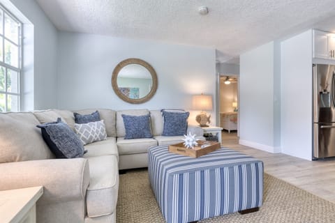 Naturally lit entrance and first open- spaced living room/ kitchen.