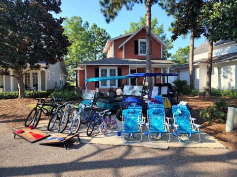 2 Golf Carts, 5 Adult & 2 Kids Bikes, 6 Beach Chairs, Assort. of Boogie Boards