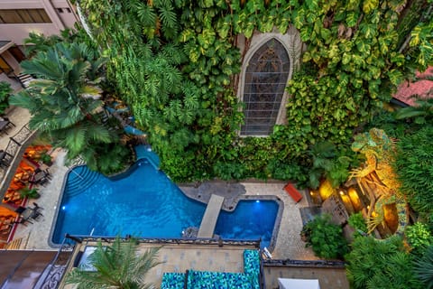 Outdoor pool, open 8:00 AM to 9:00 PM, sun loungers