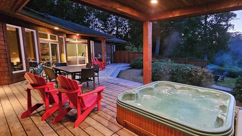 Covered hot tub