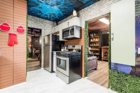 SS appliances with all bakeware, silverware and cooking essentials.