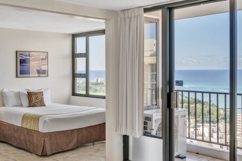 Balcony, Indoors, Bed, Furniture, Painting