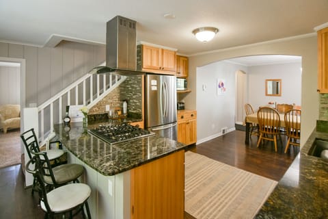 Kitchen + entrance to Master + dining