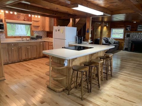 view of kitchen and den.