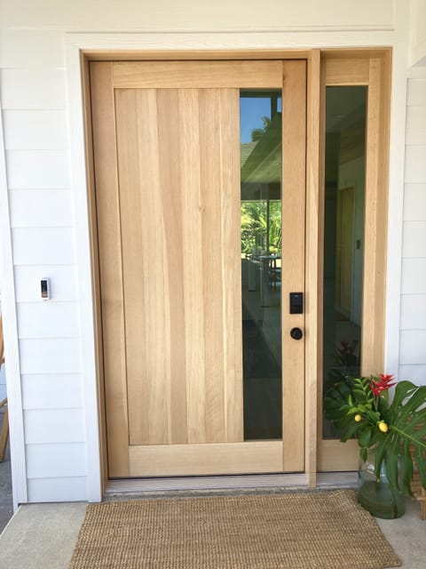 Custom White Oak Entry Door with guest specific code lock