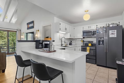 Bar seating for two at kitchen counter