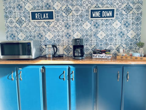 Hot water kettle, 12 pot coffee maker, pantry cabinets