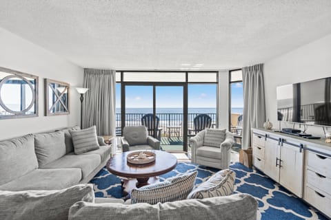 The ocean front living room is fabulous for movie night with the family.