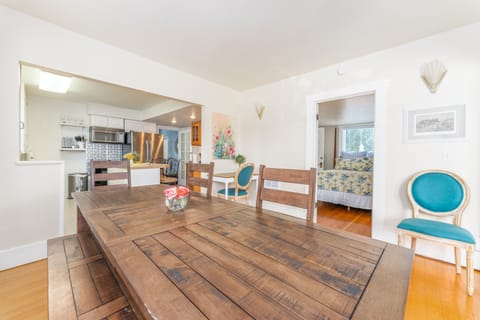 Dining room with window nook, view of kitchen and Bedroom #4
