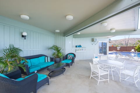 Community pool lounge area
