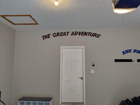 Garage gear area for The Great Adventure.