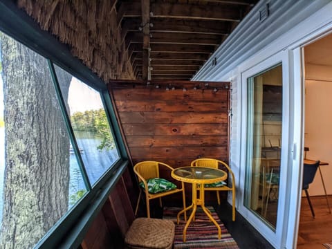 deck overlooking lake- amazing views!