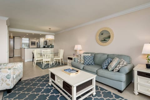 The open, airy condo flows seamlessly between living spaces.