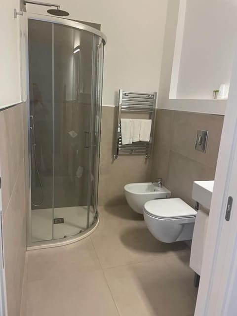 Shower, free toiletries, hair dryer, bidet